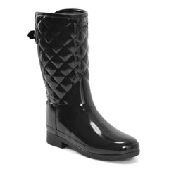 Women's Adjustable Quilted Refined Slim Fit Short Rain Boots